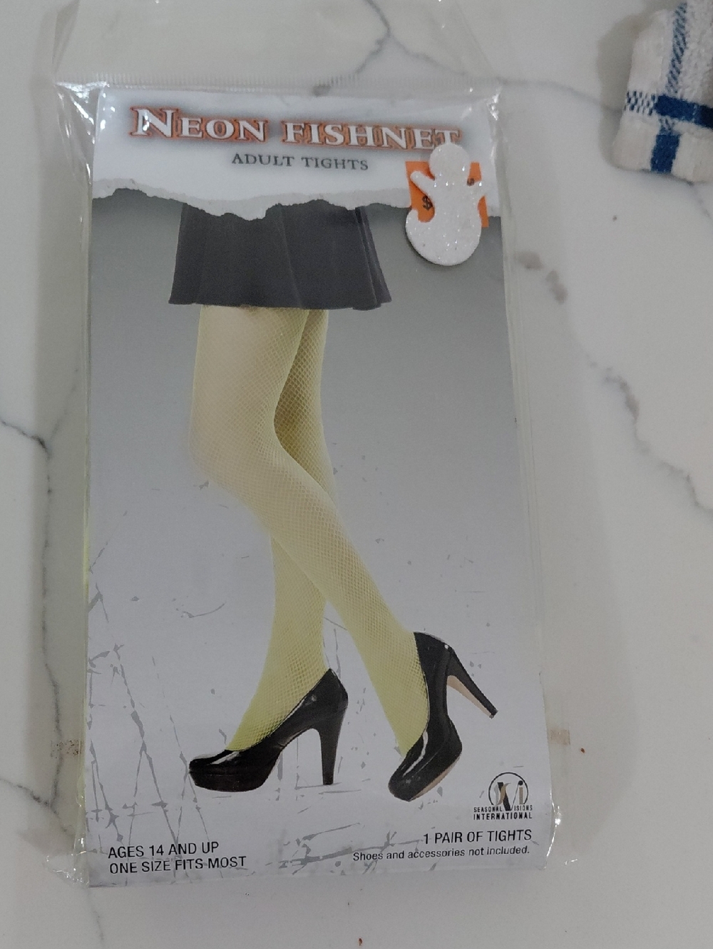 Spirit Neon Fishnet Adult Tights in Light Yellow